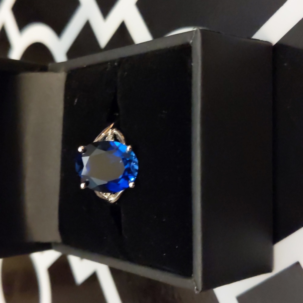 lab created sapphire & diamond statement ring, size 9, from Macy's fine jewelry
